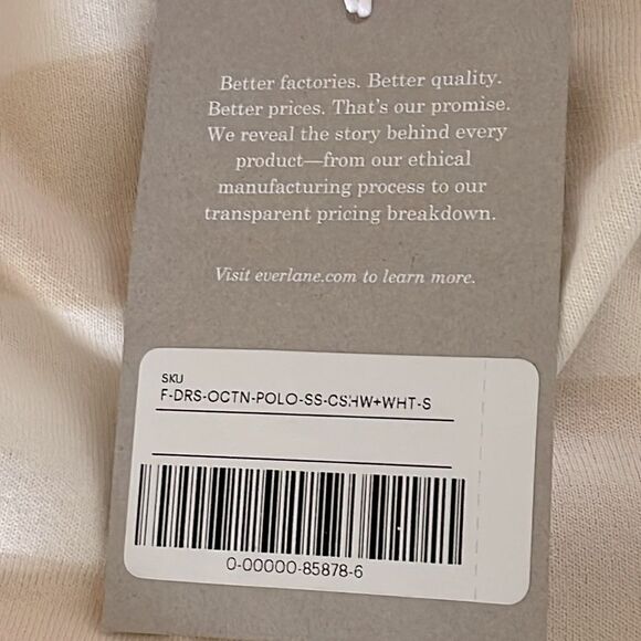 Everlane NWT The Organic Cotton Polo Dress Size Small White and Tan Striped - Picture 7 of 8